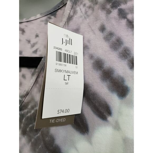 NEW J. Jill Tunic T-Shirt Pure Soft & Relaxed Tie-Dye Long Sleeve Smokey Mauve - Picture 5 of 6